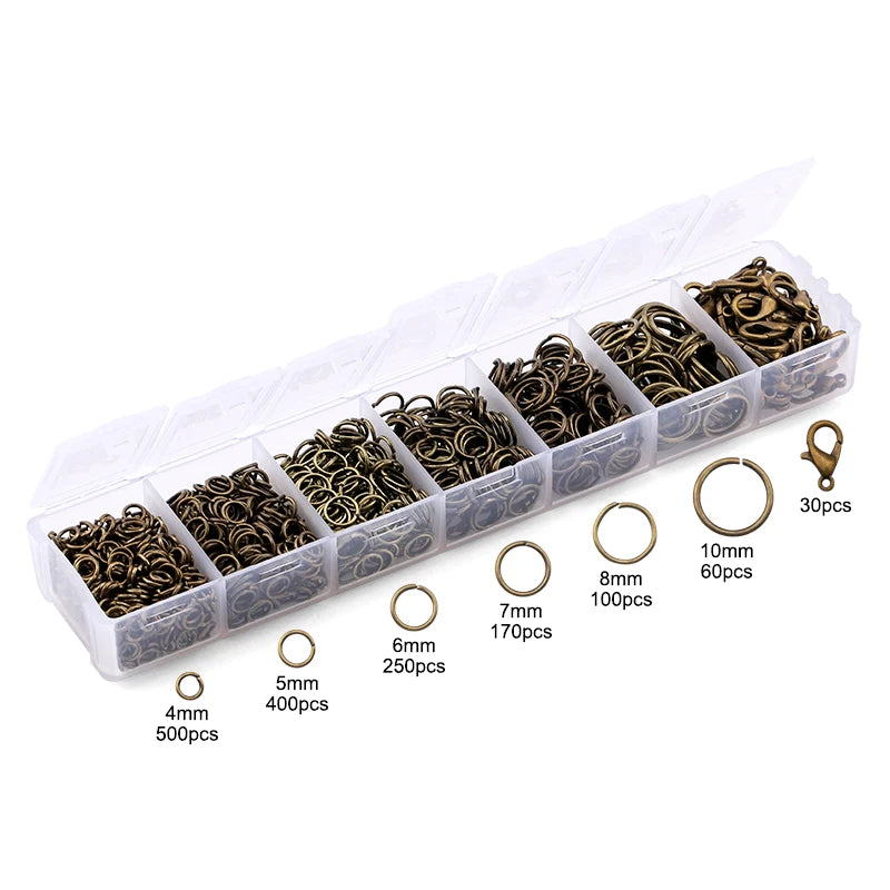Jewelry Findings Set open jump rings Loose spacer beads Earring hooks Rubber Earring Backs for Jewelry Making DIY handicraft Qme 5