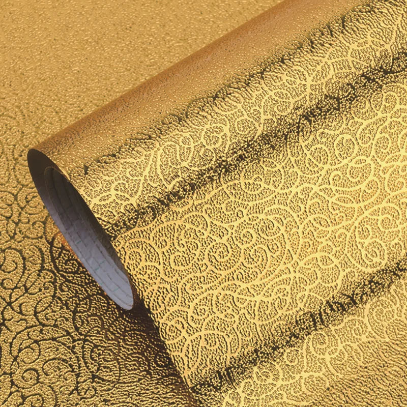 Gold Self Adhesive Wallpaper Metal Look Kitchen Oil Waterproof Qme Golden Rattan 5m x 55cm