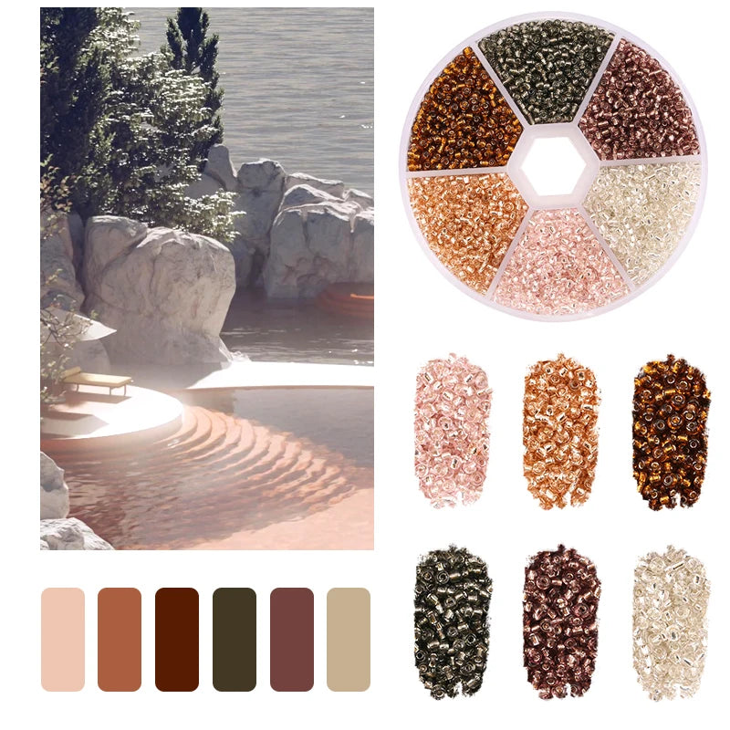 Brand New 2mm Gradient Seed Beads Kit For Jewelry Making Glass Jewelry Beads For Needlework Craft Necklace Bracelet Handmade DIY Qme Gray-brown gradient 2MM