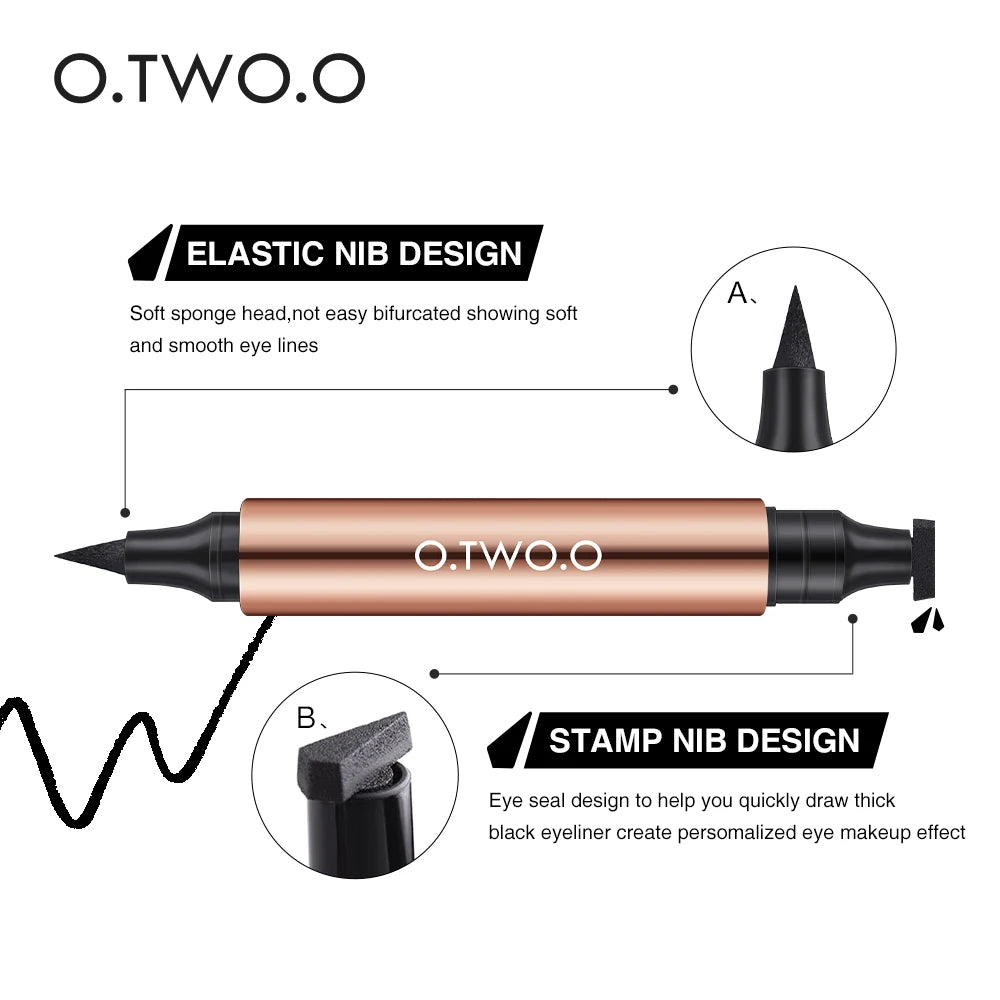 O TWO Eyeliner Stamp Black Liquid Pen Waterproof Fast Dry Qme