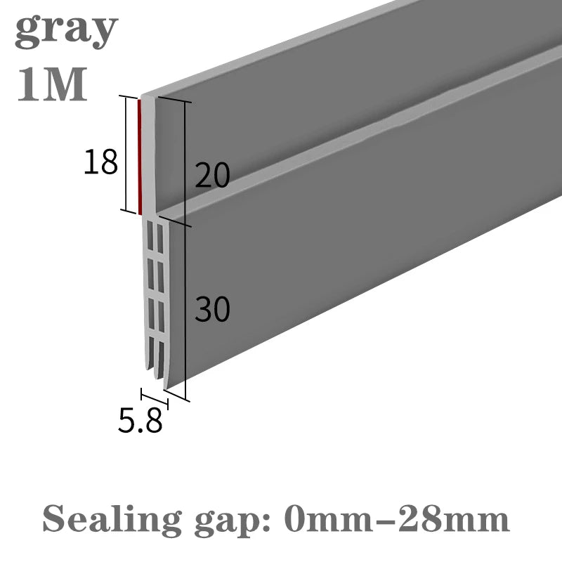 Under Door Draft Stopper Strong Adhesive Dust and Noise Insulation Weather Stripping Energy Saving Wind Blocker Seal Tool Qme gray 1M