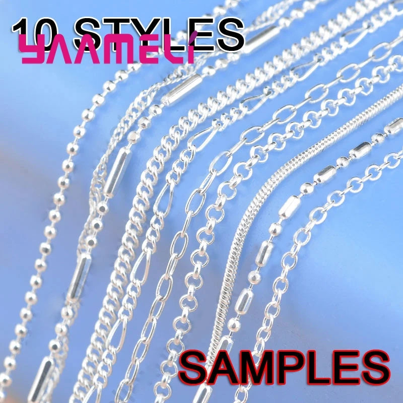 Fine 16-30" 1.2-2MM Genuine 925 Sterling Silver Color Jewelry Link Chains Necklace With Lobster Clasps Findings 10PCS LOT Qme