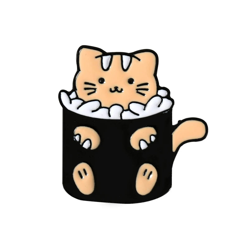 Sushi Rice Ball Cat Enamel Pins Food Badge Cartoon Brooches for Women Cute Animal Lapel Pin Bag Anime Jewelry Gift Wholesale Qme 5