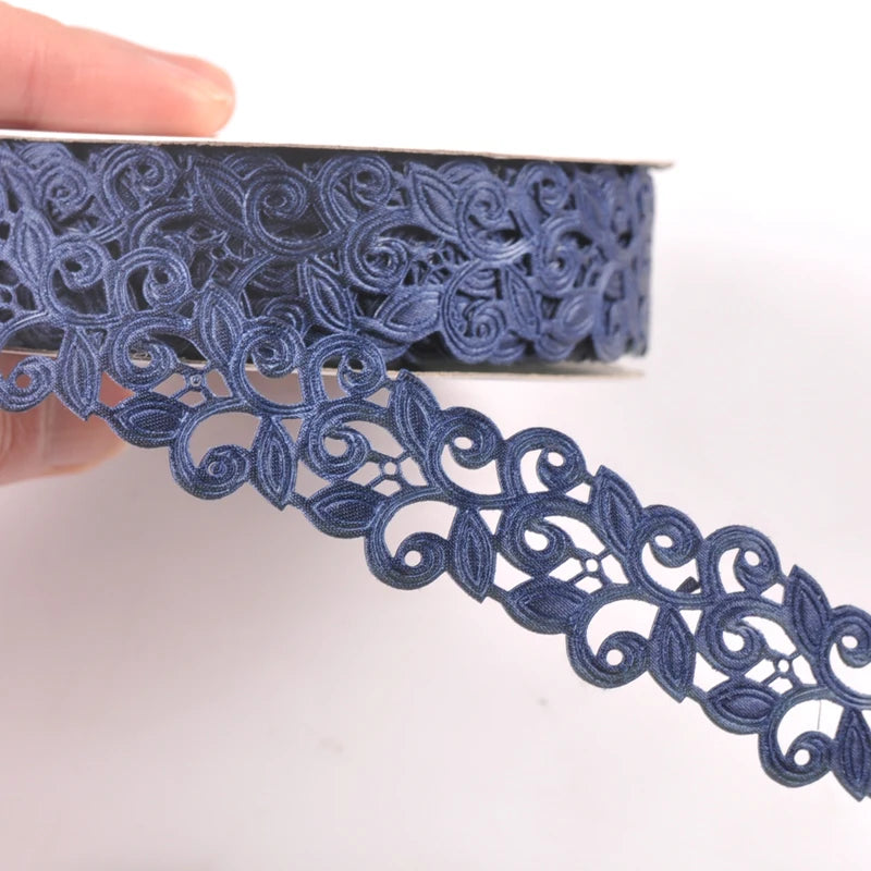 2.5cm Flower Ribbons For Crafts DIY Embroidered Decoration Sewing Accessories Scrapbooking Lace Ribbon Handmade Materials c2422 Qme 14 5 yards
