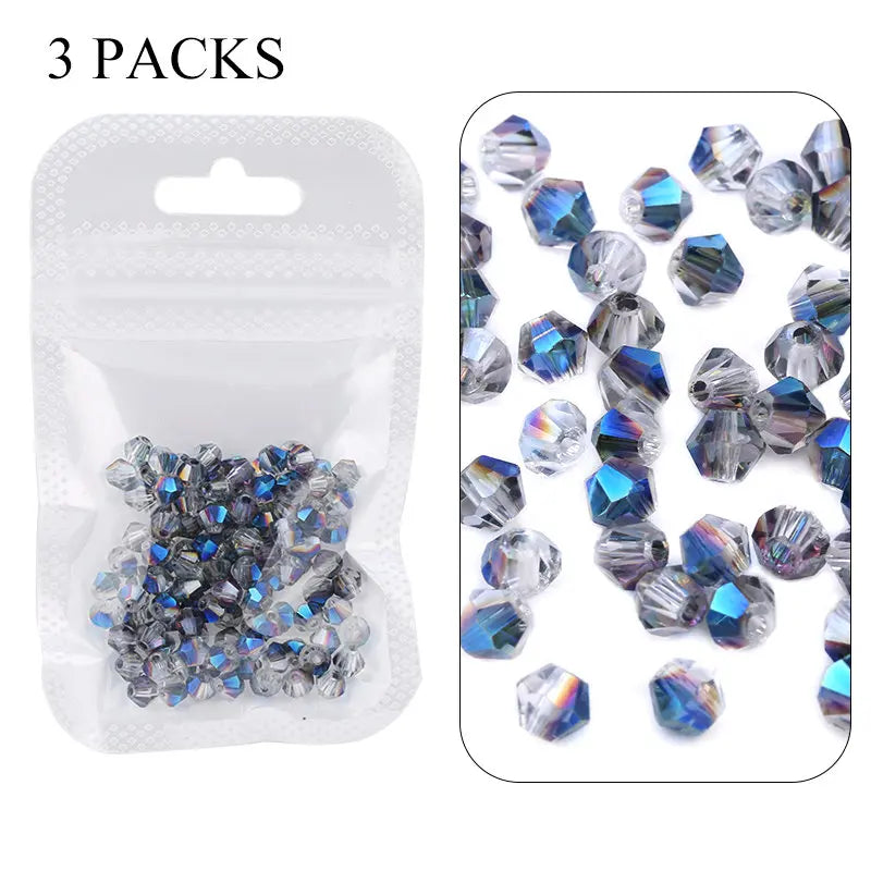 4mm Shiny AB color Crystal Bicone Beads Glass Jewelry Beads Loose Spacer Beads earring bracelet making Jewelry Accessories DIY Qme 4