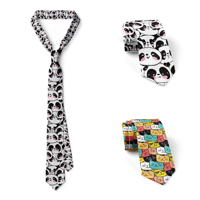 Funny Harajuku 3D Printing Cute Cartoon Men Tie Polyester Necktie Qme
