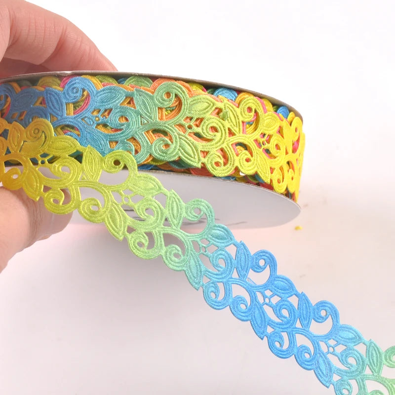2.5cm Flower Ribbons For Crafts DIY Embroidered Decoration Sewing Accessories Scrapbooking Lace Ribbon Handmade Materials c2422 Qme