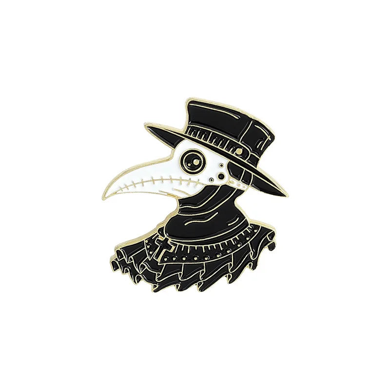 Punk Plague Doctor Enamel Lapel Pins Gothic Brooches Badges Black Death Fashion Pins Gifts for Nurse Friends Jewelry Wholesale Qme 11