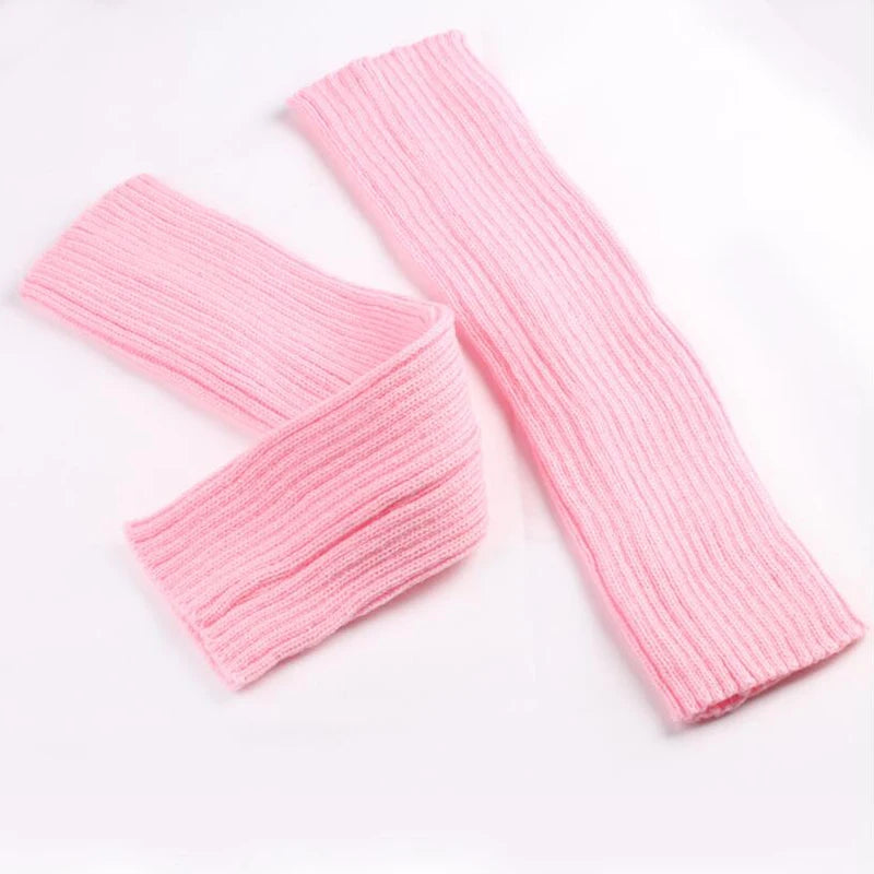 Women Knit Winter Leg Warmers Loose Style Lady Boot Knee Stockings Leggings Warm Boots Leg Punk Solid Black Cool Knit Long Socks Qme Pink Length -40cm