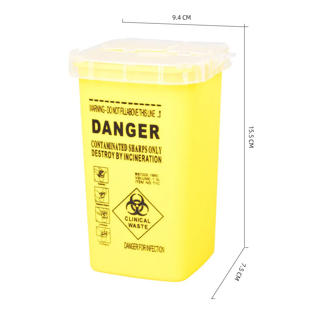 One 1L Capacity Sharps Container Medical Needles Bin Biohazard Tattoo Piercing Disposal Collect Box Tattoo Artist Waste Box Qme