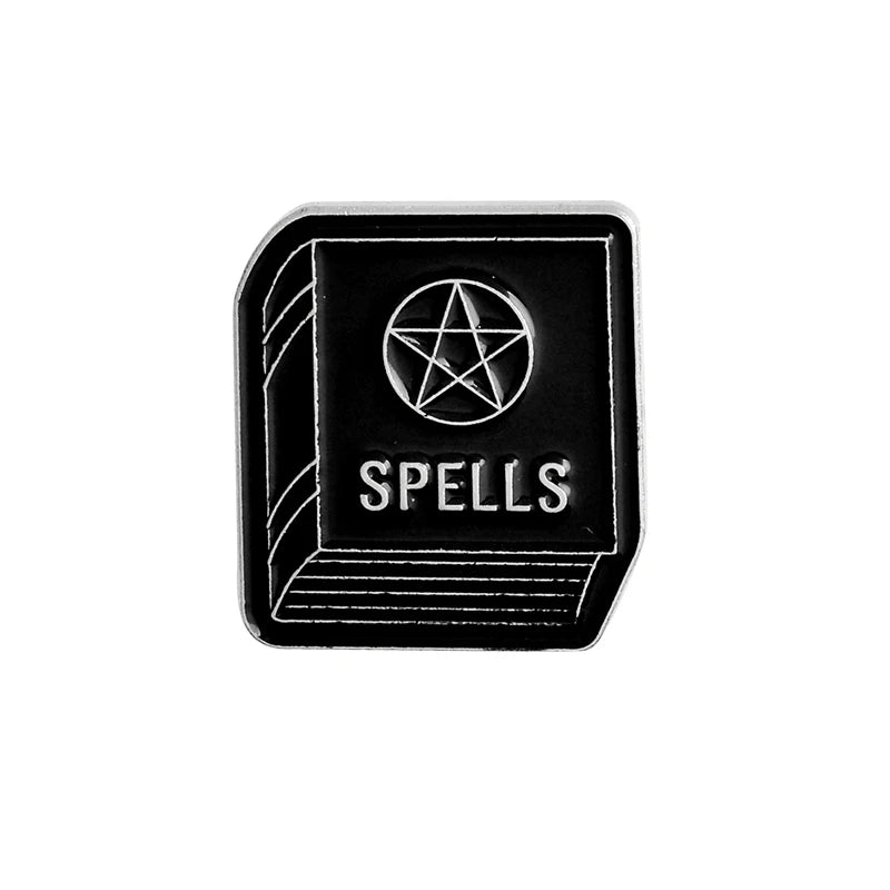 Witch Enamel Pins Collection Witch Hat and Cat Frog Pins Up Crescent Moon Black Gothic Lapel Pin Wiccan Brooches Witches Jewelry Qme style 19