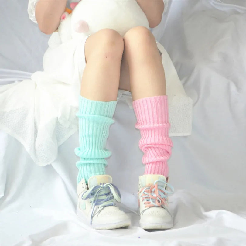 Sweet Girl Leg Warmers Wool Ball Knitted Foot Cover Women Autumn Qme