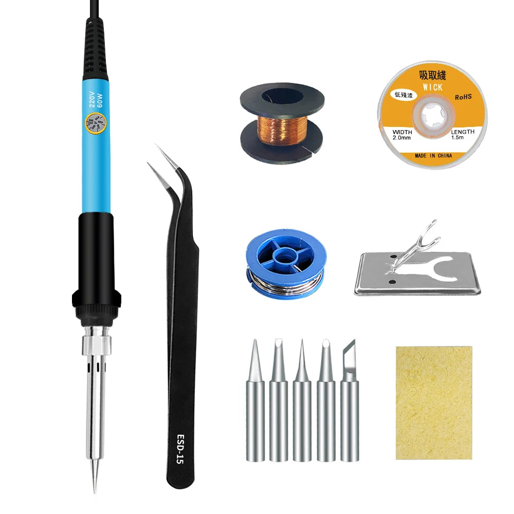 Soldering Iron 60W 80W Adjustable Temperature Electric Solder Rework Qme 60W set2 110V US PLUG
