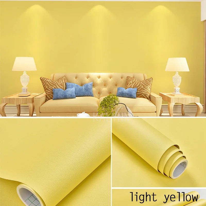 2023 Width Peel Stick Wallpaper Solid Contact Paper Self-adhesive Qme LIght Yellow 5mx55cm