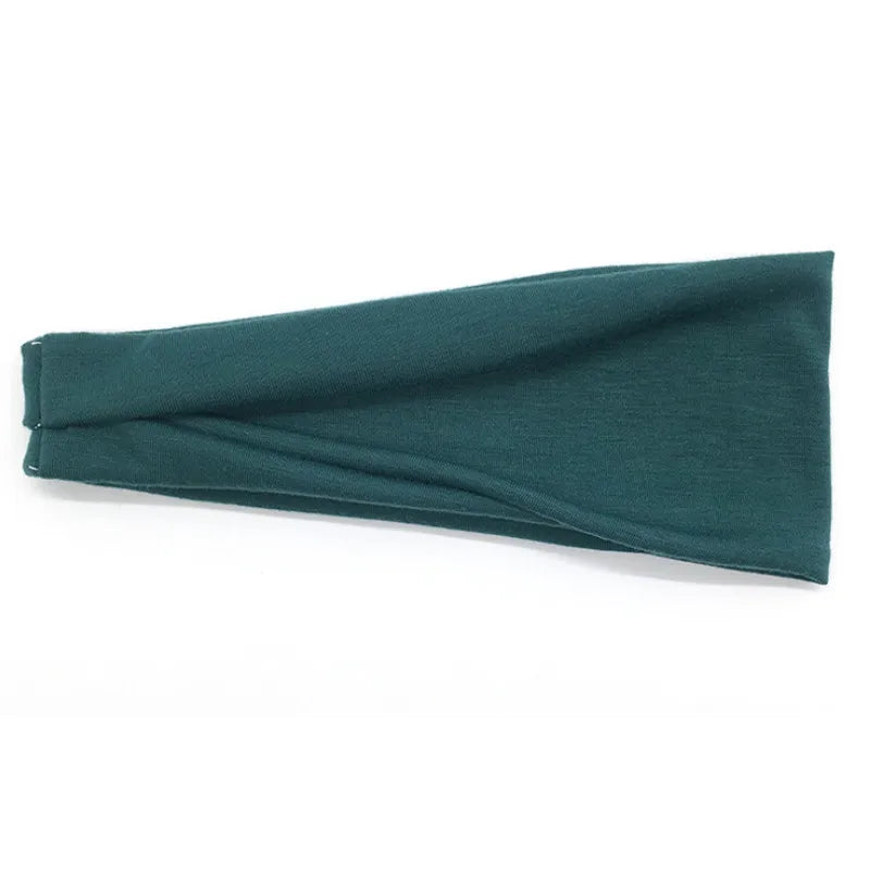 Women Cotton Head Band Fashion Hair Bands Woman Solid Turban Twist Qme Black Green 10cm-22cm