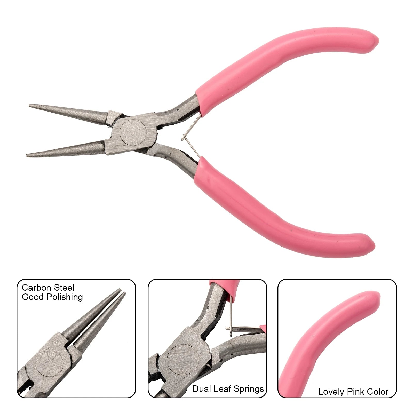 Pandahall Jewelry Pliers Carbon Steel Round Nose Pliers Hand Tools Polishing Jewelry Making Tools 12x7.6x0.9cm Qme