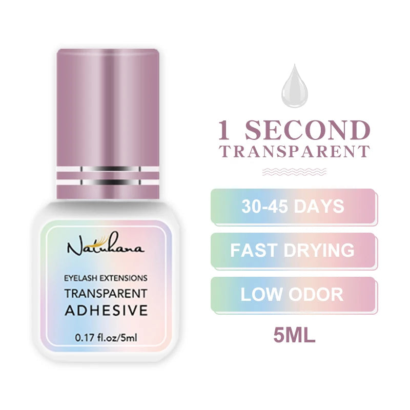 NATUHANA 10 Bottles Eyelash Adhesive 1S 0 5S Fast Drying Eye Lash Qme Transparent x10pcs