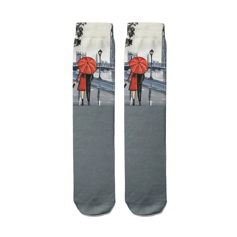Novelty Hip Hop Harajuku Socks Cartoon Lighthouse Personalized Kawaii Qme style8 One Size China Mainland