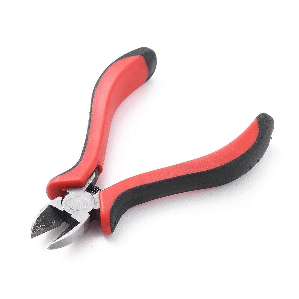 PandaHall Carbon Steel Jewelry Pliers Polishing Side Cutting Pliers Side Cutter Jewelry Making Tools 118mm Red Qme