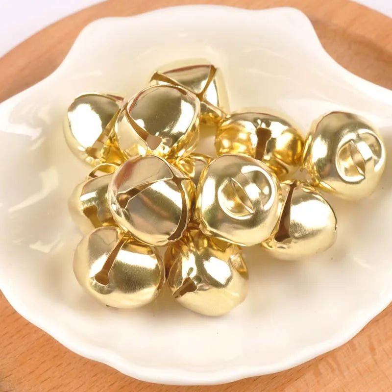 Gold Silver Small Jingle Bells Pendants For DIY Crafts Party Decoration Christmas Tree Metal Bells Home Ornaments Kid Gift c2683 Qme gold 13mm(20pcs)