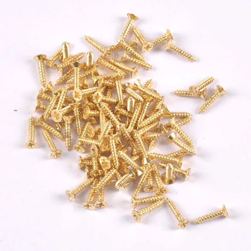 100Pcs Mini Flat Head Screw For Wooden Box Hardware Accessories Carpenter's Furniture Wood Working Bronze/silver/golden Screws Qme