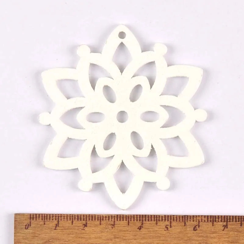 5pcs+1m hemp rope Christmas Tree Ornament Wooden Hanging Pendants White angels/stars/snowflakes Christmas Decorations for Home Qme 4