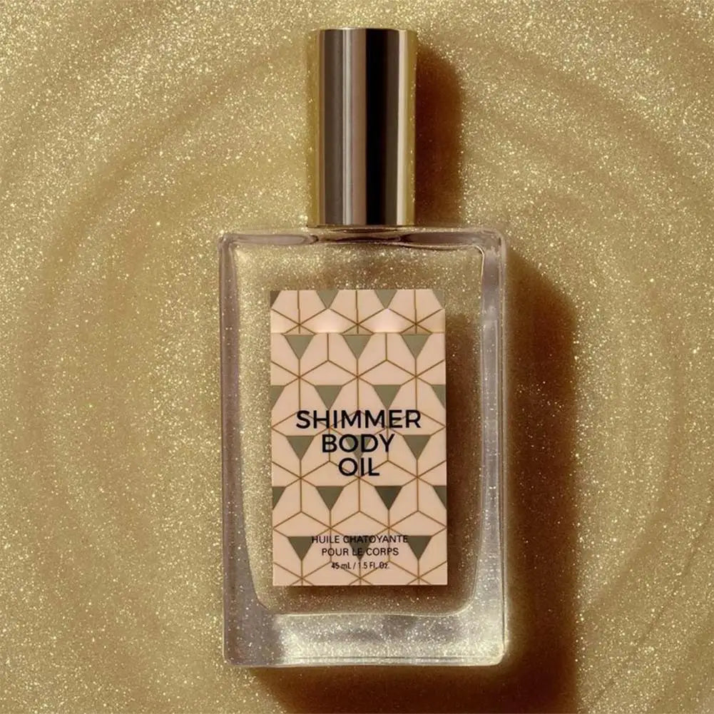 Liquid High Gloss Body Oil Face Body High Gloss Waterproof Shimmer Body Leg Clavicle Diamond Facial Highlighter Makeup 45ML Qme