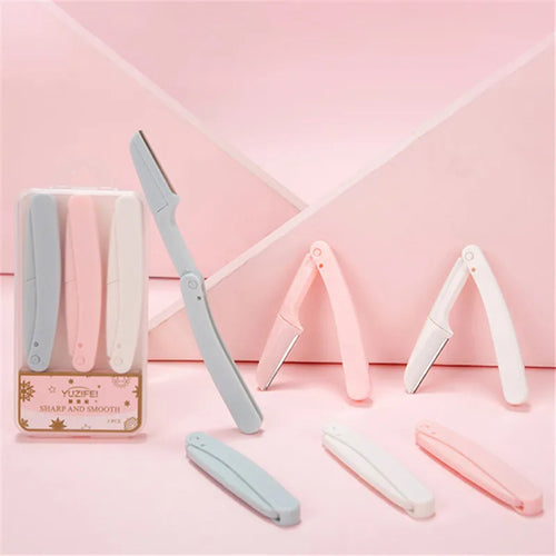 1/3pcs Foldable Portable Eyebrow Trimmer Makeup Facial Eyebrow Lip Folding Razor Hair Remover Sharp Stainless Steel Makeup Tools Qme