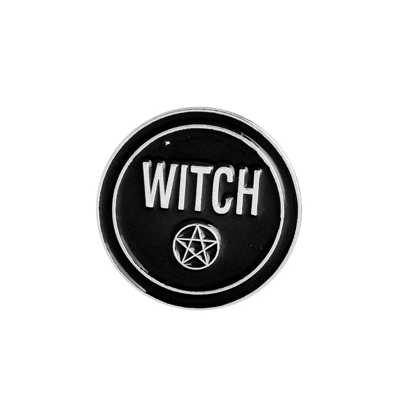 Handmade Punk Witch Ouija Moon Tarot BooK New Goth Style Lapel Enamel Pins Badge Denim Jacket Jewelry Gifts Brooch for Women Men Qme WITCH LETTERS