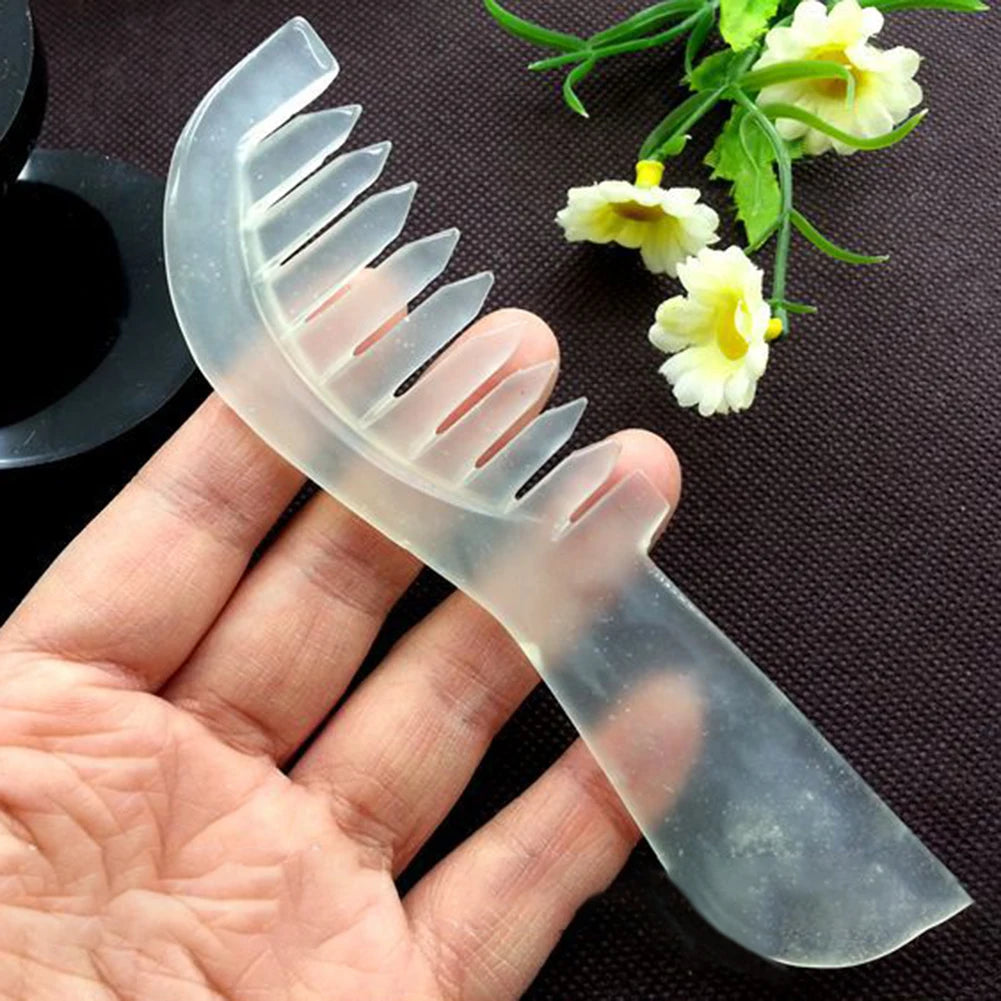 Natural Jade Stone Massage Comb Jade Scraping Comb Massage Head Soothing Nerve Jade Massage Comb Hair Care Tools Random Color Qme