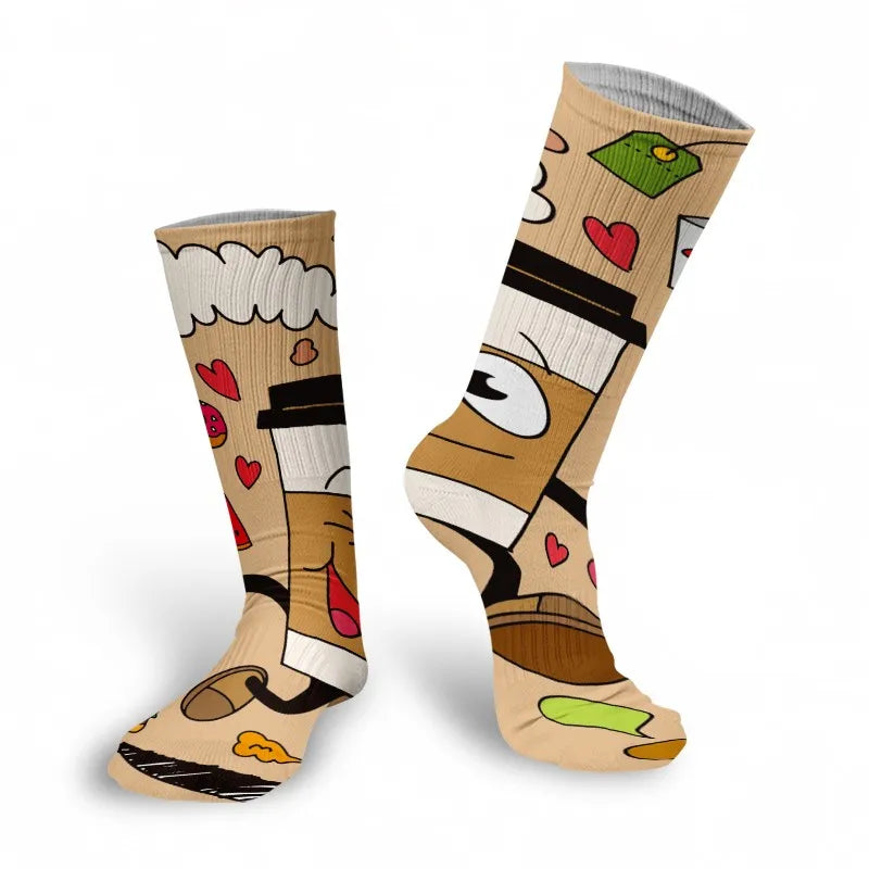 Mens Sock Funny Cartoon Doodle Pattern Hip Hop Cool Socks Women Happy Qme style2 One Size China Mainland