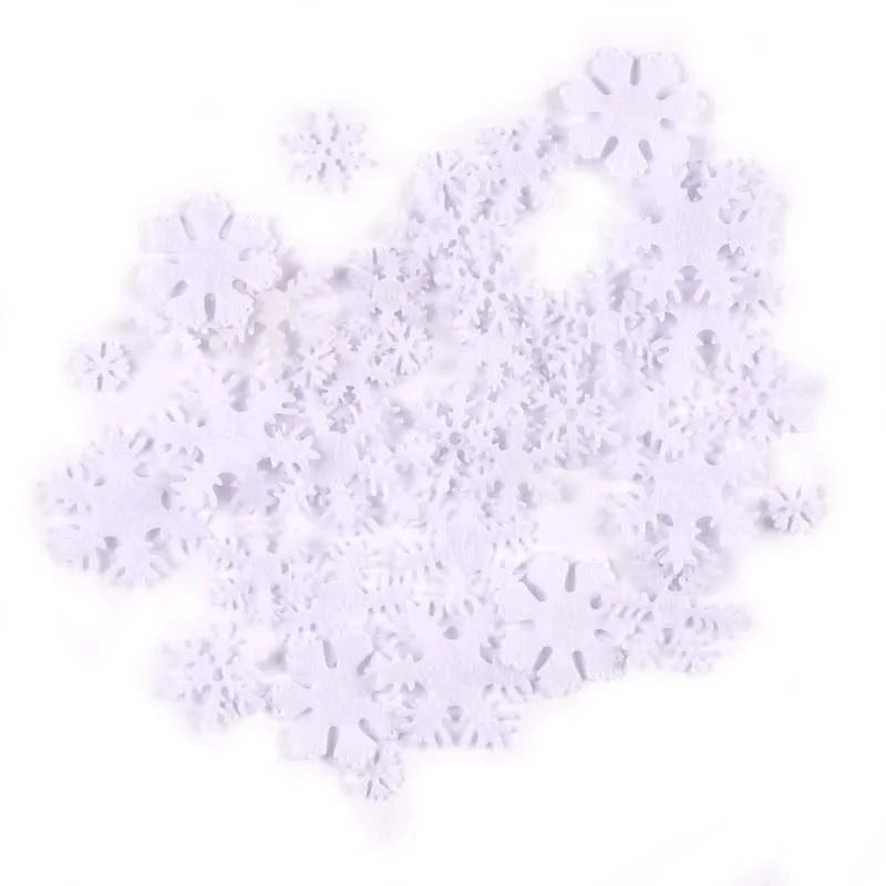 100Pcs/lot Mix Applique Polyester Felt Artificial Snowflake Patch Sticker Non-woven Patches For DIY Crafts Christmas Decoration Qme