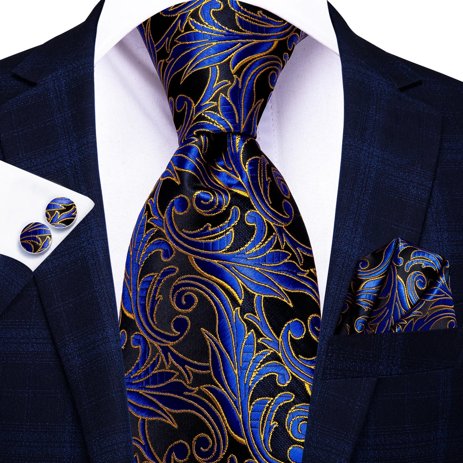 Blue Business Solid Plaid Striped Men's Tie Necktie Ties Men Formal