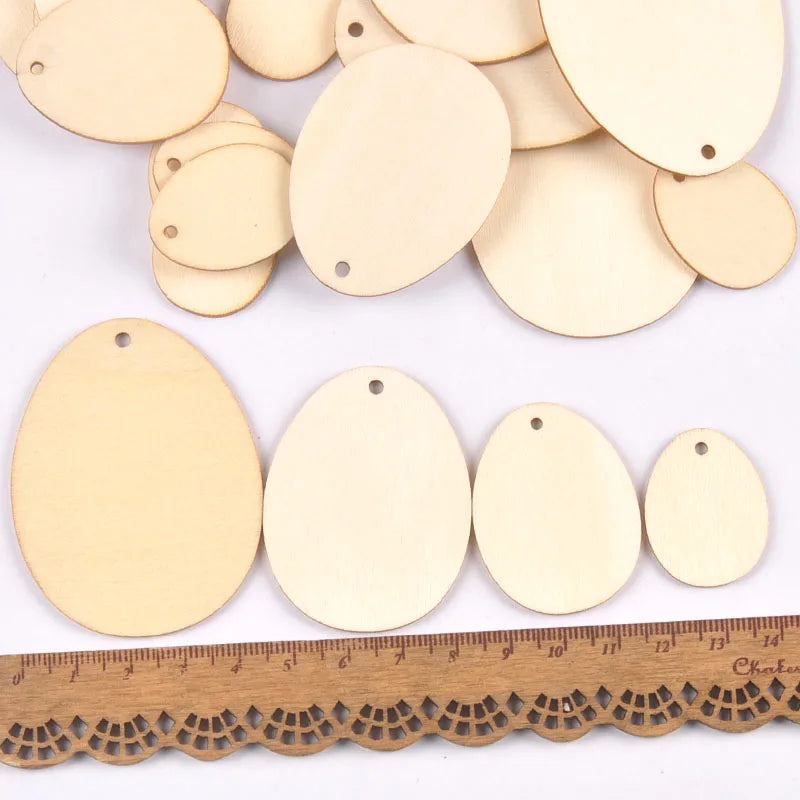30-120mm Easter Egg Wood Slices Pendant Craft For DIY Scrapbooking Drop Hanging Wooden Ornaments Home Decor m2570 Qme