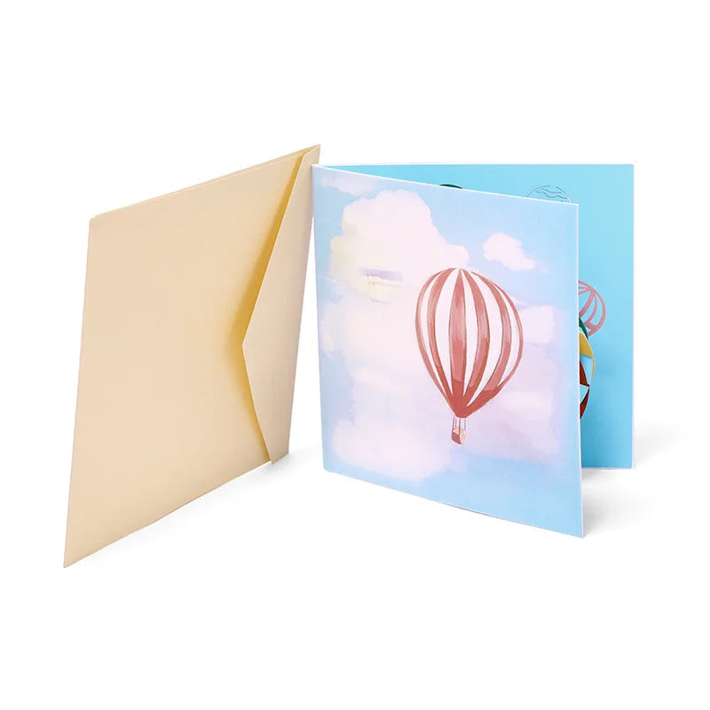 Hot Air Balloon 3D Pop-Up Valentine's Day Greeting Cards Birthday Wishes Creative Wedding Anniversary Gifts With Envelopes c2812 Qme