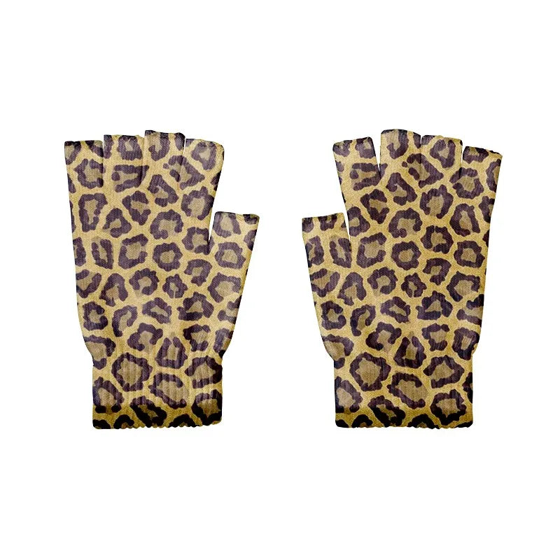 Women Leopard Gloves Fashion Elastic Five Fingers Men's Outdoor Qme style2 One Size China Mainland