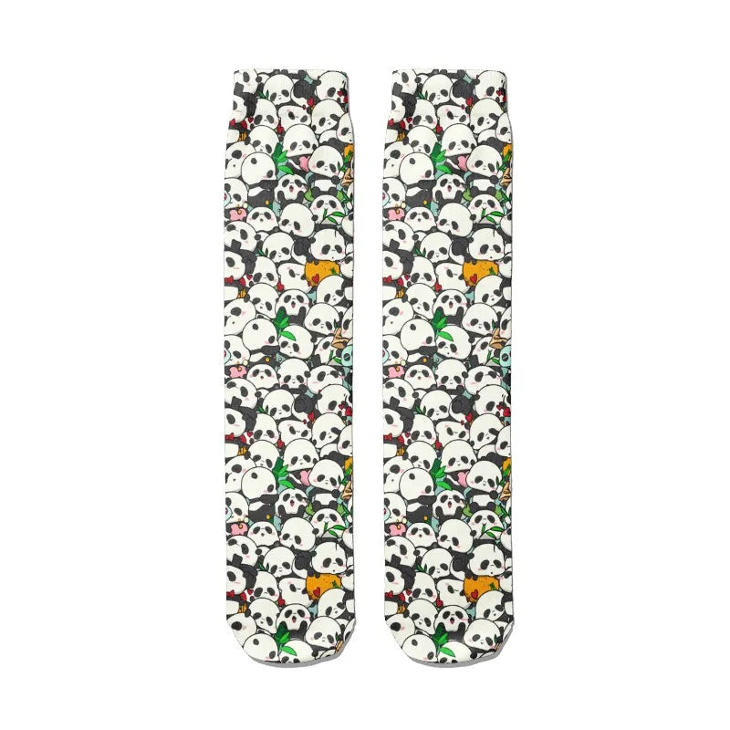 Funny Cute Printing Cartoons Panda Socks Unisex Animal Dog Cat Bear Qme style2 One Size China Mainland