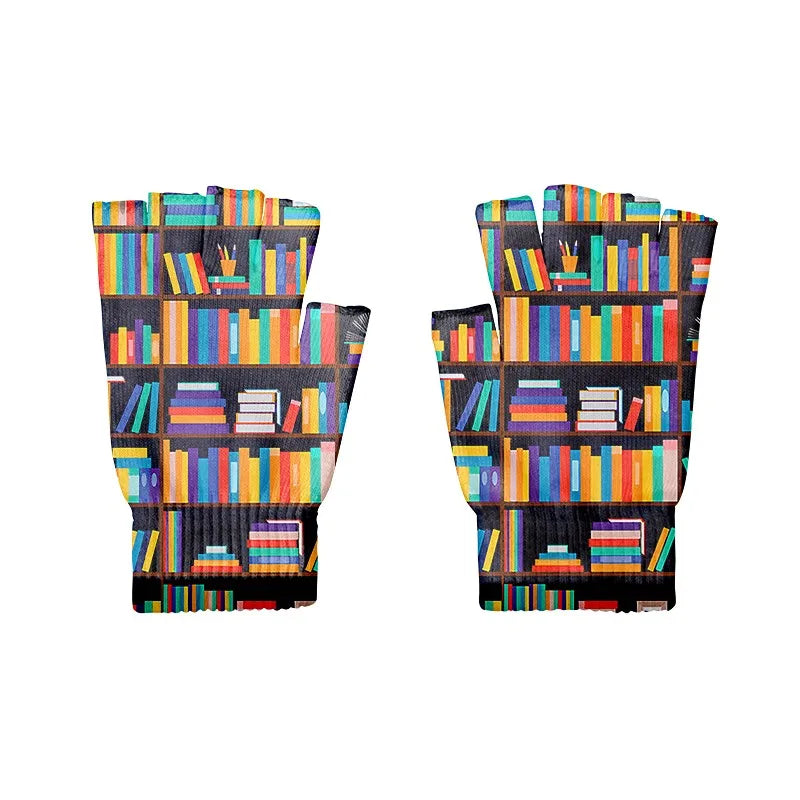 Good Knitted Half Finger Gloves 9 Styles Pattern 3D Print Cycling Qme style5 One Size China Mainland