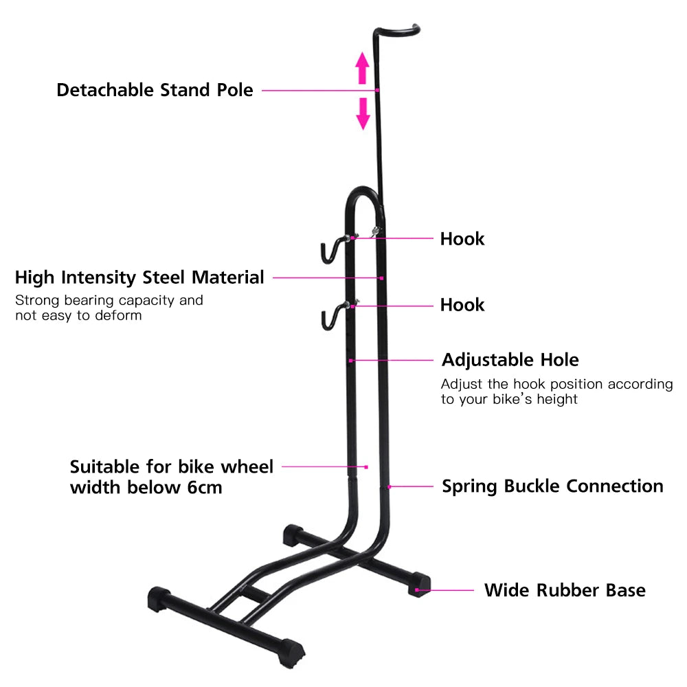 3-in-1 Bicycle Floor Parking Rack Stand For Mountain Road Bike Indoor Garage Storage Bike Repair Stand Maintenance Holder Qme