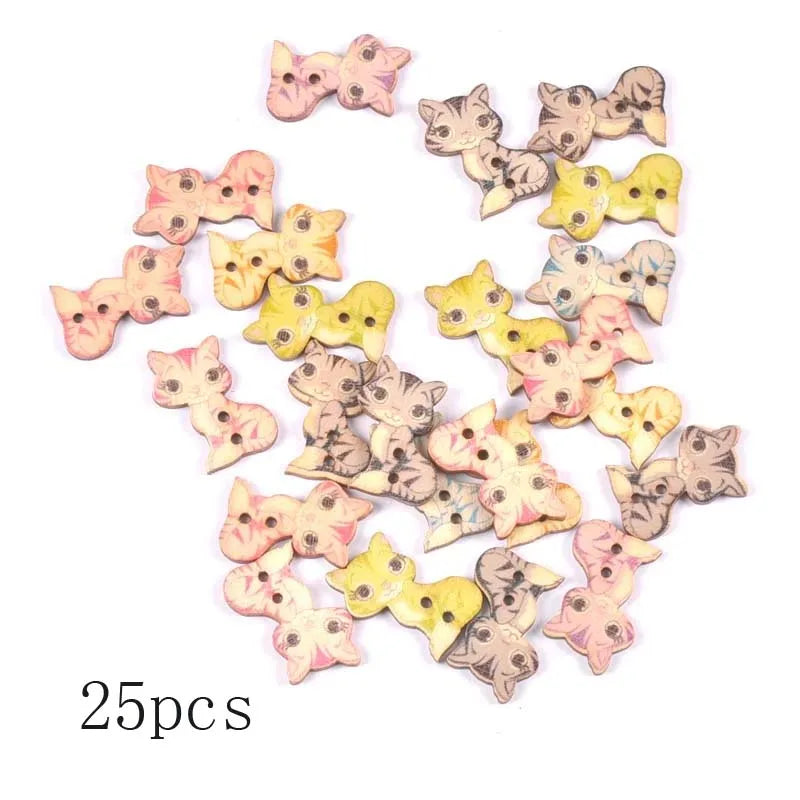 36 styles Cartoon Painting Wooden Buttons for Crafts Scrapbooking Sewing Clothes Button DIY Kid Apparel Supplies 15-35mm Qme m0972 25pcs
