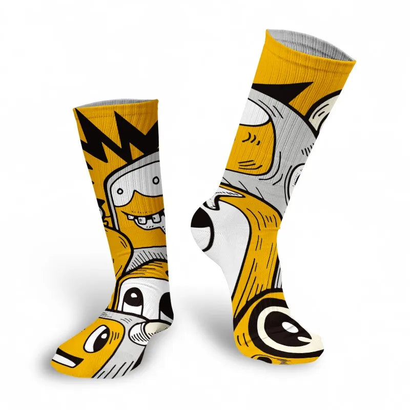 Mens Sock Funny Cartoon Doodle Pattern Hip Hop Cool Socks Women Happy Qme style12 One Size China Mainland