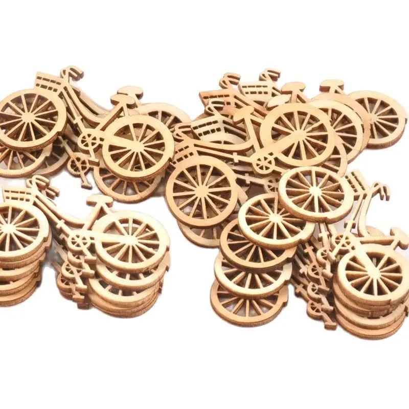 Natural Wood Slices Bicycle Die Cutting Plywood Template Carfts For Home Decoration DIY Wooden Ornament 10pcs/set 45X59mm M0914 Qme Default Title