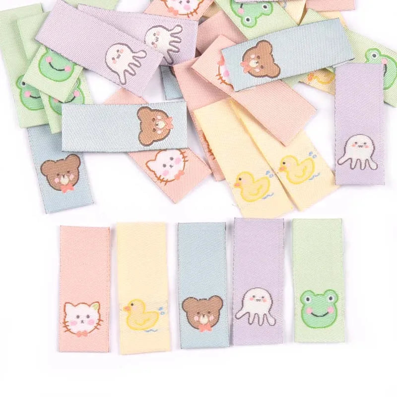 50Pcs Cat/Bear/Octopus/Frog/Duck Embroidery Washable Labels For Sewing Accessories Care Bags Clothes Tag Handmade Crafts c3161 Qme