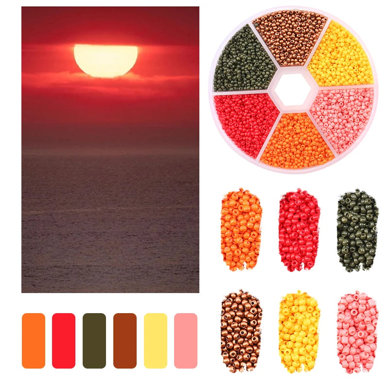 Brand New 2mm Gradient Seed Beads Kit For Jewelry Making Glass Jewelry Beads For Needlework Craft Necklace Bracelet Handmade DIY Qme Red gradient 2MM