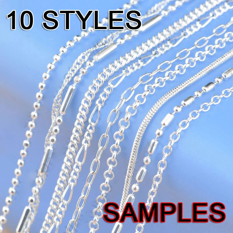 Fine 16-30" 1.2-2MM Genuine 925 Sterling Silver Color Jewelry Link Chains Necklace With Lobster Clasps Findings 10PCS LOT Qme 28 Inch 70CM