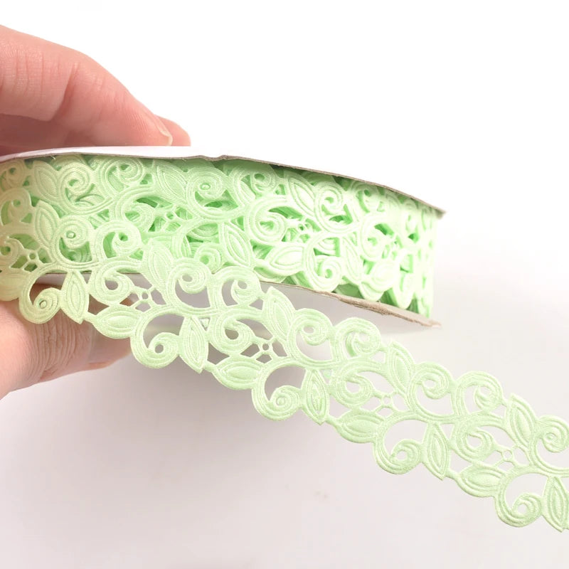 2.5cm Flower Ribbons For Crafts DIY Embroidered Decoration Sewing Accessories Scrapbooking Lace Ribbon Handmade Materials c2422 Qme 17 20 yards