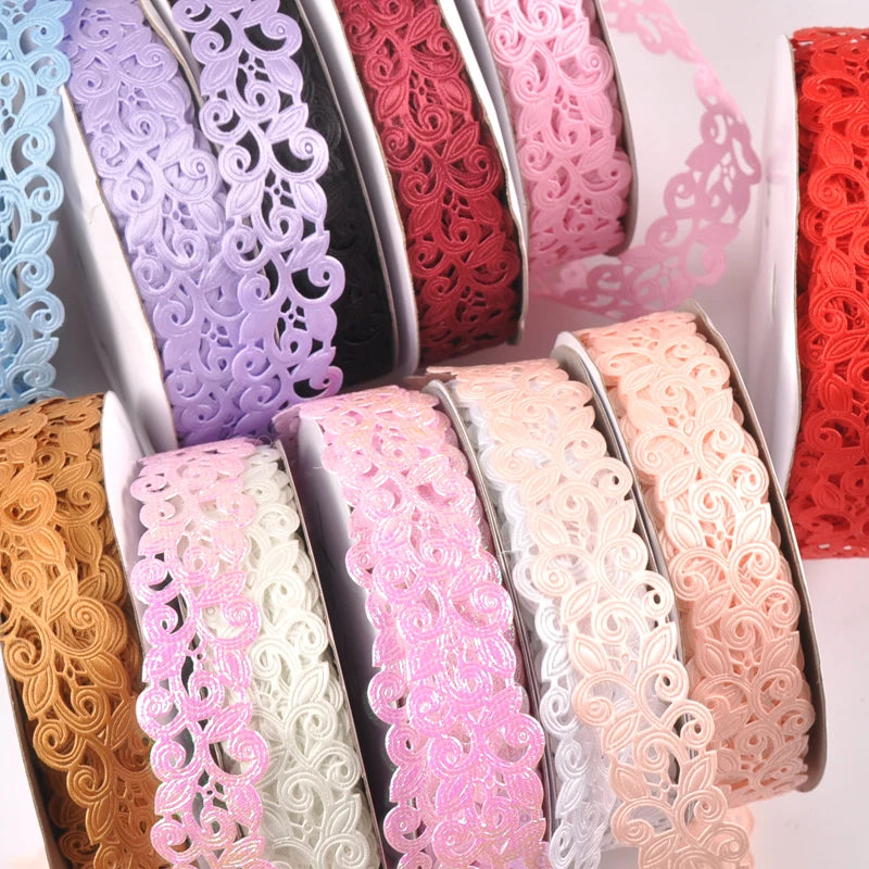 2.5cm Flower Ribbons For Crafts DIY Embroidered Decoration Sewing Accessories Scrapbooking Lace Ribbon Handmade Materials c2422 Qme
