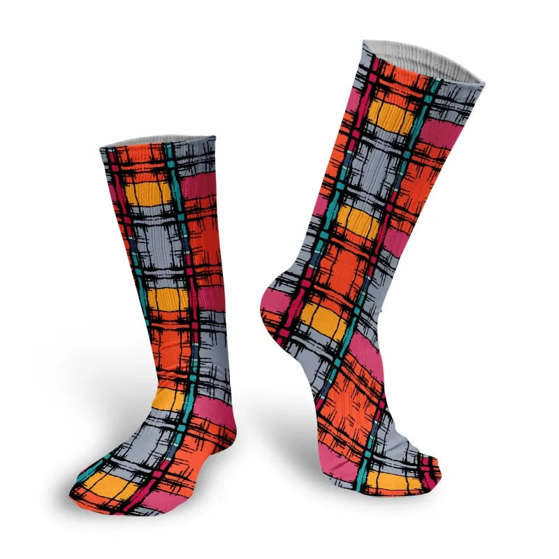 3D Cool Doodle Printing Socks Fashion Trend Hip Hop Thigh Colorful Qme
