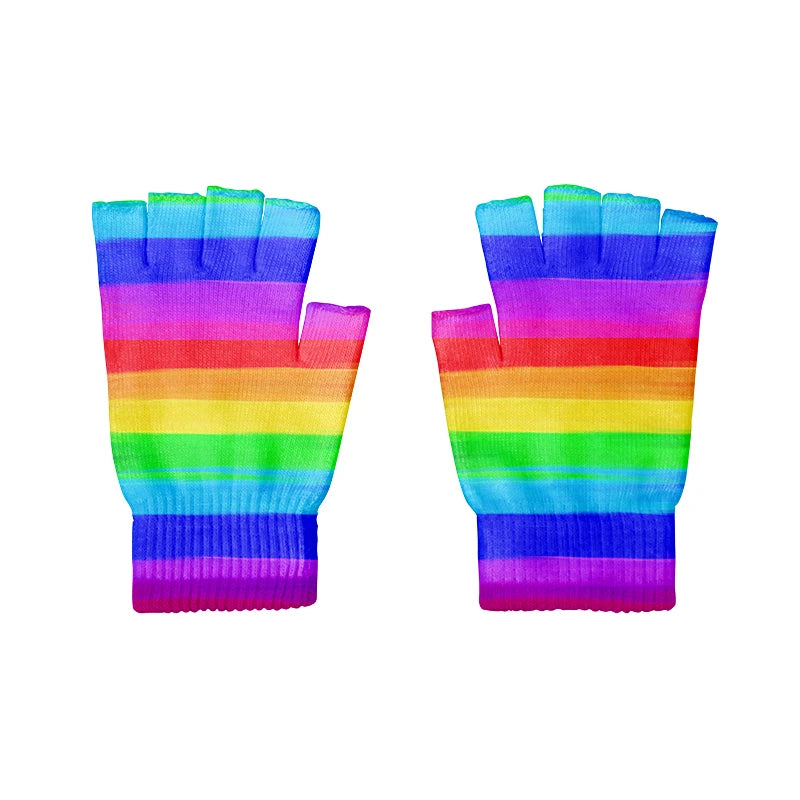 Short Stripes Cyclist Gloves Women Men Knitted Breathable Outdoor Qme style2 2 China Mainland