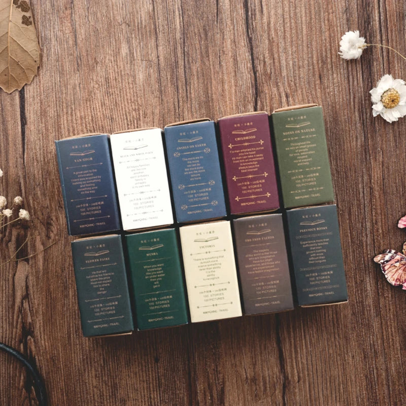 100pcs/Box Vintage Paper Kraft Cardstock Scrapbooking/Card Making/Journaling Project DIY Diary Decoration LOMO Card Van Gogh Qme